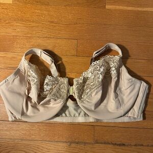 Lace Trim Beige Bra